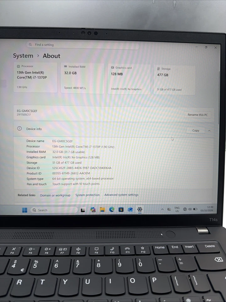 Lenovo ThinkPad T14s G4 · i7-1370P · 32GB · 512GB, photo 3 of 5