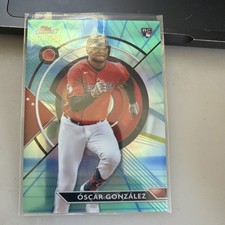 2023 Topps Finest Oscar Gonzalez RC - Blue Aqua Vapor Refractor #/250 -Guardians