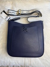 NWT Lauren Ralph Lauren Pebble Leather Crossbody Bag Navy