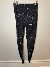 Varley High Waisted Leggings Black Marble Shear Panels Sz S