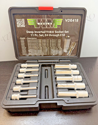 NEW VIM Tools VDE418 11pc Deep External Torx Socket Set E4-E18 1/4'' & 3/8''