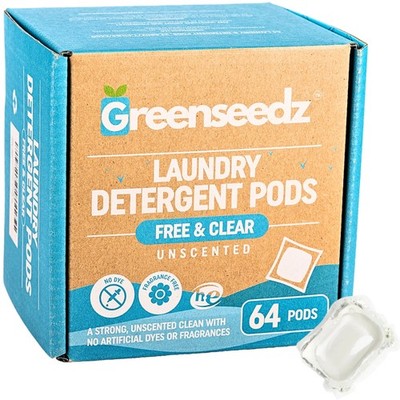 Laundry Detergent Pods Free & Clear, Unscented, 64 Count, Eco Friendly, Biode...