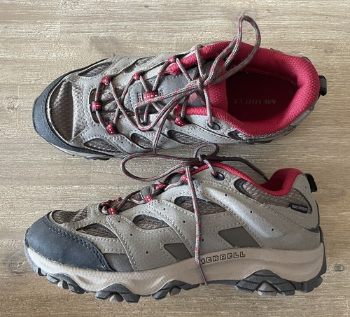 Merrell Moab Grey Red Low Top Waterproof Hiking Shoe Boot EU 36 US 5 UK 4 Camp
