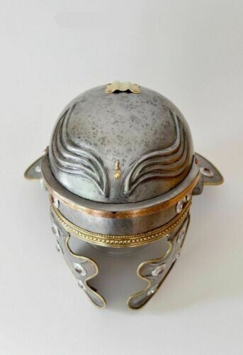 Casque Médiéval Romain Gallic D Réplique - Acier Et Laiton 18GA, Reproduction, Fait Main