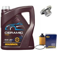 MotoröL Set 5W-30 5 Liter + ÖLfilter + ÖLablassschraube FüR Fiat Doblo 1.3 D 263