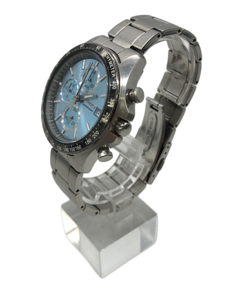 SEIKO Chronograph 8T67-00C0 Men's Watch Blue Dial Analog Round