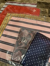 Pocket Square Lot Of 6 Mens Accessory Handkerchiefs Stripe Paisley Polka Dot