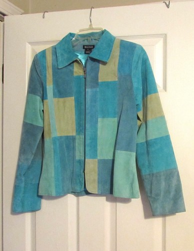 MULTIPLES Vintage Color Block Suede Leather Jacket Size XS