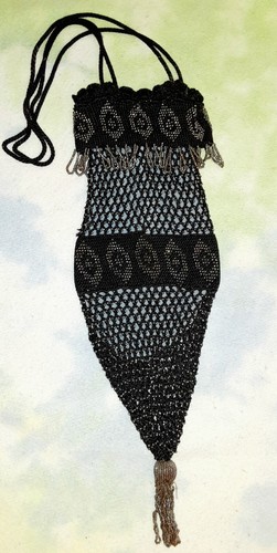 Antique Drawstring Micro Seed Bead Purse~Tassel Silk Lined~Flapper Roaring 20's - Picture 3 of 13