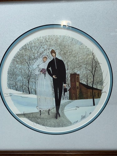 RARE P Buckley Moss The Wedding Little Brown Church Matted Framed Print 261/1000 - Picture 2 of 7