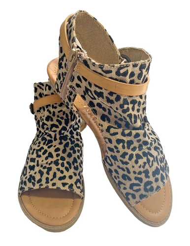 Blowfish Women Canvas Slouchy Hooded Toe Sandals Size 9.5 ANIMAL PRINT KHAKI COL - Picture 7 of 16