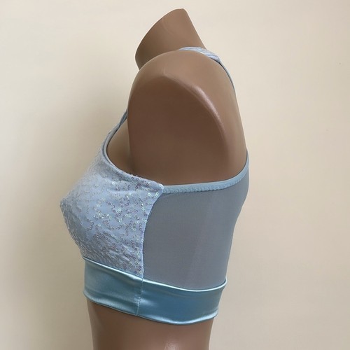 Schminke π₯ Ethereal criss-cross sequins mesh keyhole halter pole dance crop top - Picture 12 of 17