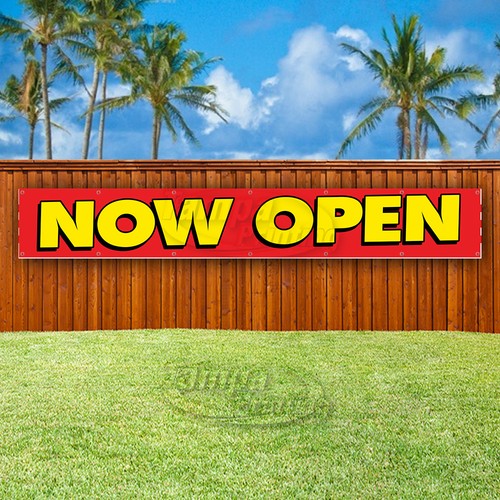 "NOW OPEN" Vinyl Banner - Advertising Flag Sign, Customizable Sizes, Unbranded