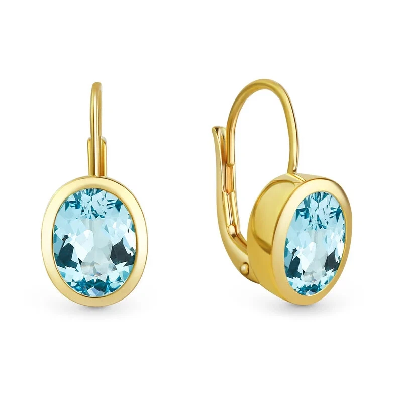 Ohrhänger Bouton mit Blautopas -Silber / vergoldet | Ohrringe | Schmuckstyck - Bild 2 von 4