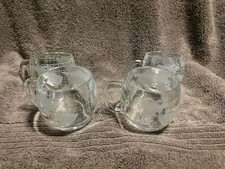 Set Of 4 VINTAGE 1970's Nestle Nescafe WORLD GLOBE Etched Glass Coffee Mugs Cups