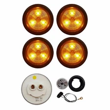 RV 2" Clear Amber LED Round Clearance Marker Lights DOT Semi Truck Trailer 4pk