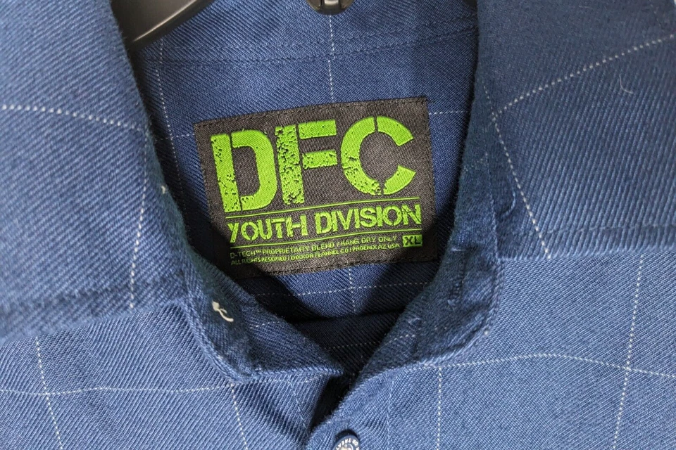 Camisa Dixxon Franela DFC División Juvenil Niños Talla XL Azul Manga Larga Abotonada Foto 3 de 4