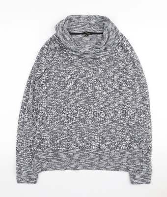Cupio Damen Pullover blau Rollkragen Polyestermischung Größe M