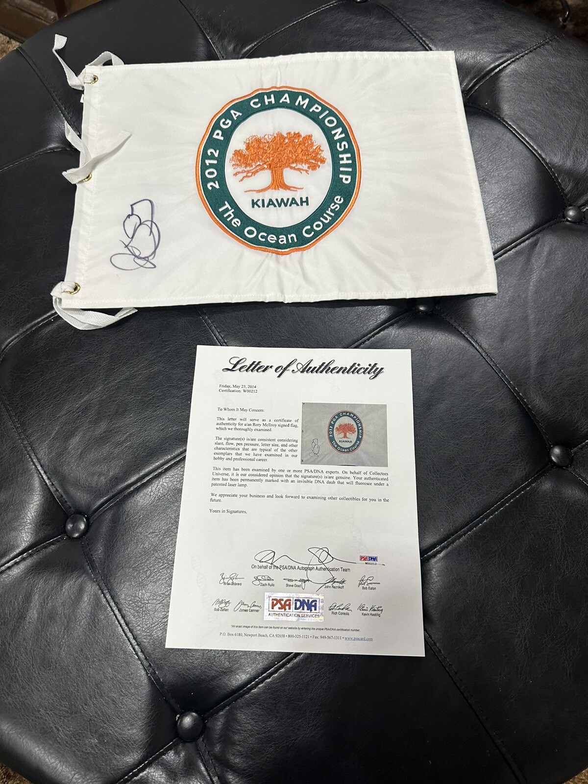 Rory McIlroy Autographed Signed 2012 Kiawah PGA CHAMPIONSHIP STITCHED flag PSA/DNA LOA COA 