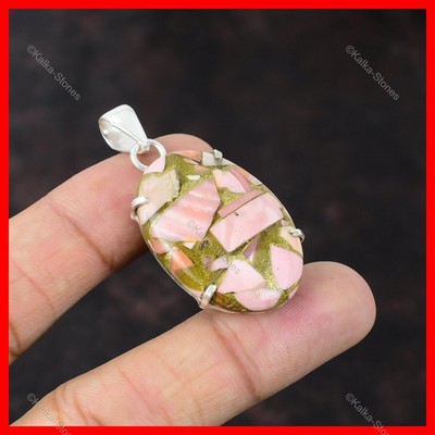 Copper Pink Opal Gemstone Halloween Gift Mother Birthday Pendant Sterling Silver