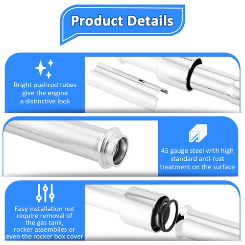 Adjustable Pushrods & Covers Kit For 1999-2017 Harley Twin Cam (Excludes 2017 Touring) - Black