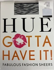 HUE womens Gotta Have it Control Top Zebra Sheer pantyhose  Black Size 2 Black