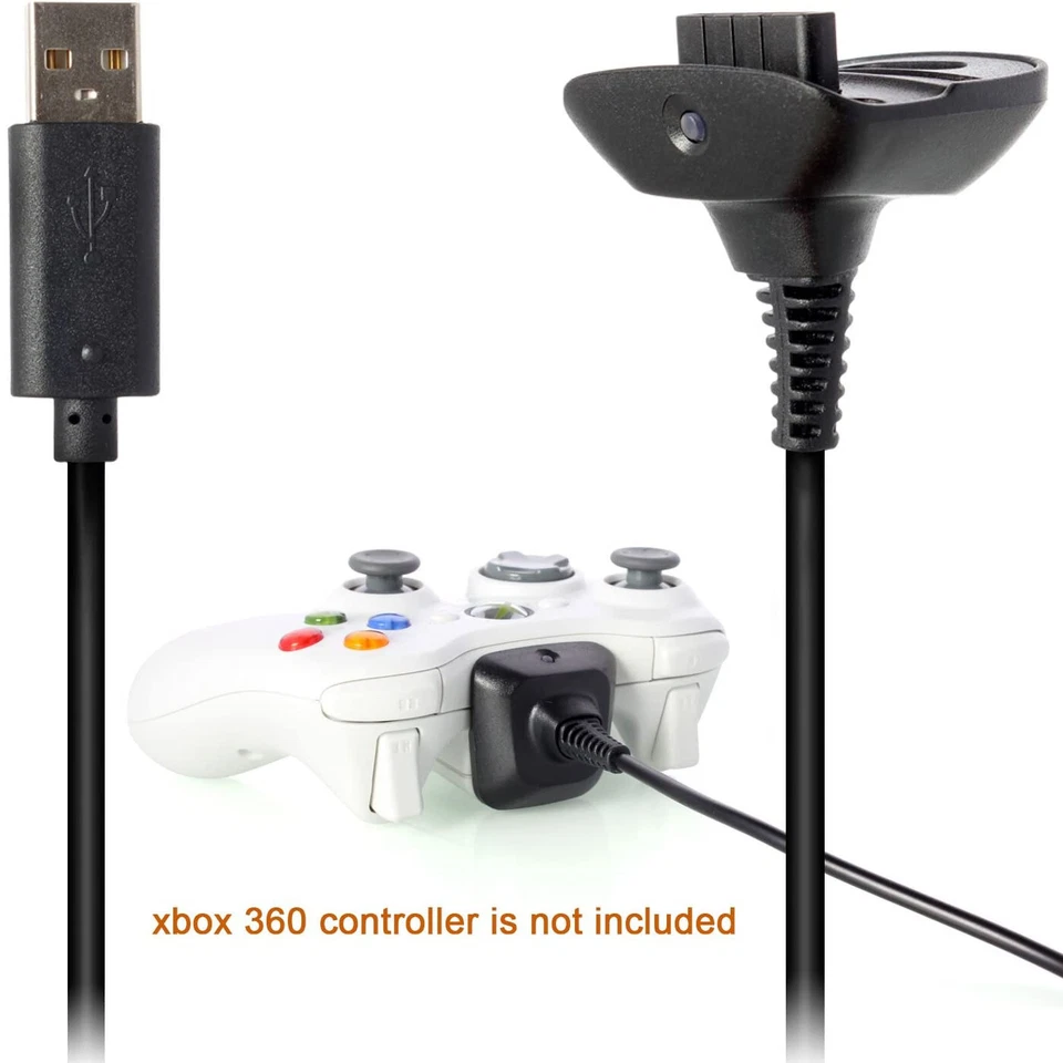 Cavo ricarica cavetto caricabatteria USB pr controller wireless gamepad Xbox 360 - Immagine 2 di 4