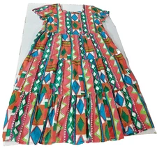 Orientique Naturally Australian Geometric Maxi Boho Sundress Women L Multicolor