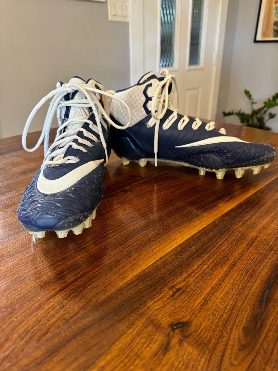Nike Force Savage Pro‎ Football Cleats White Navy Blue Mid Top Mens Shoes Nike Football Cleats Mens Size 13.5 White Blue Force Savage  main image 4