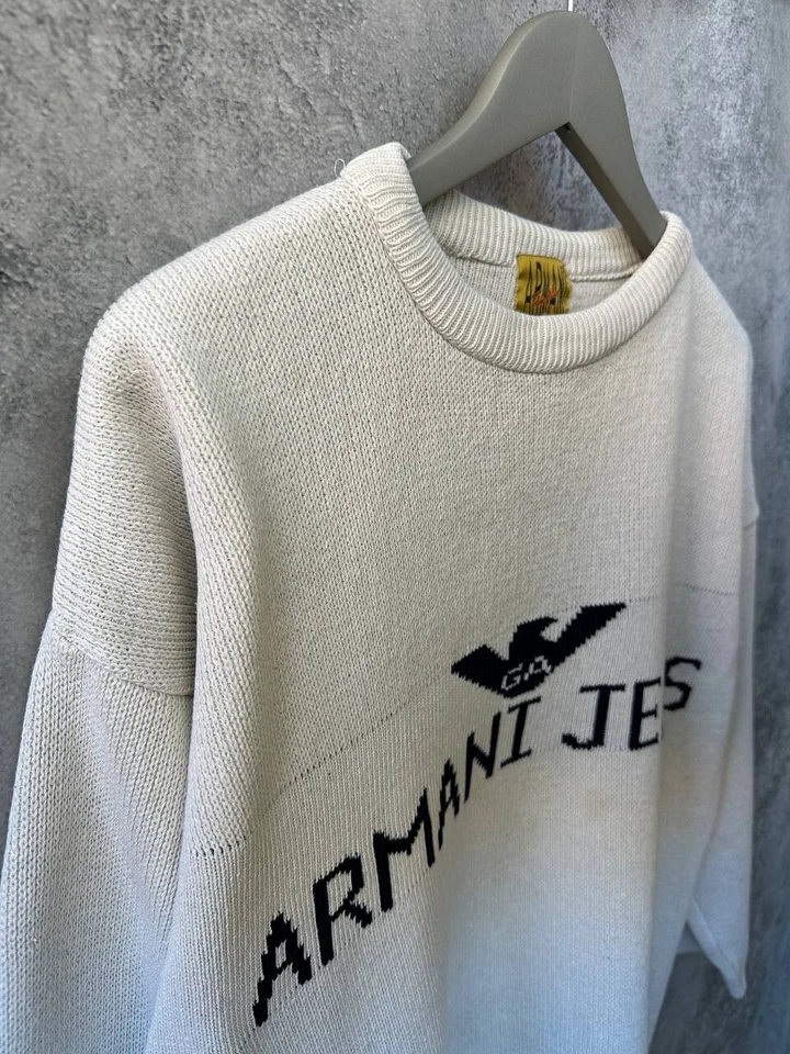Armani джинсы истинный синий вязаный свитер винтажный 80-х 90-х мужской размер M-L - Изображение 4 из 4