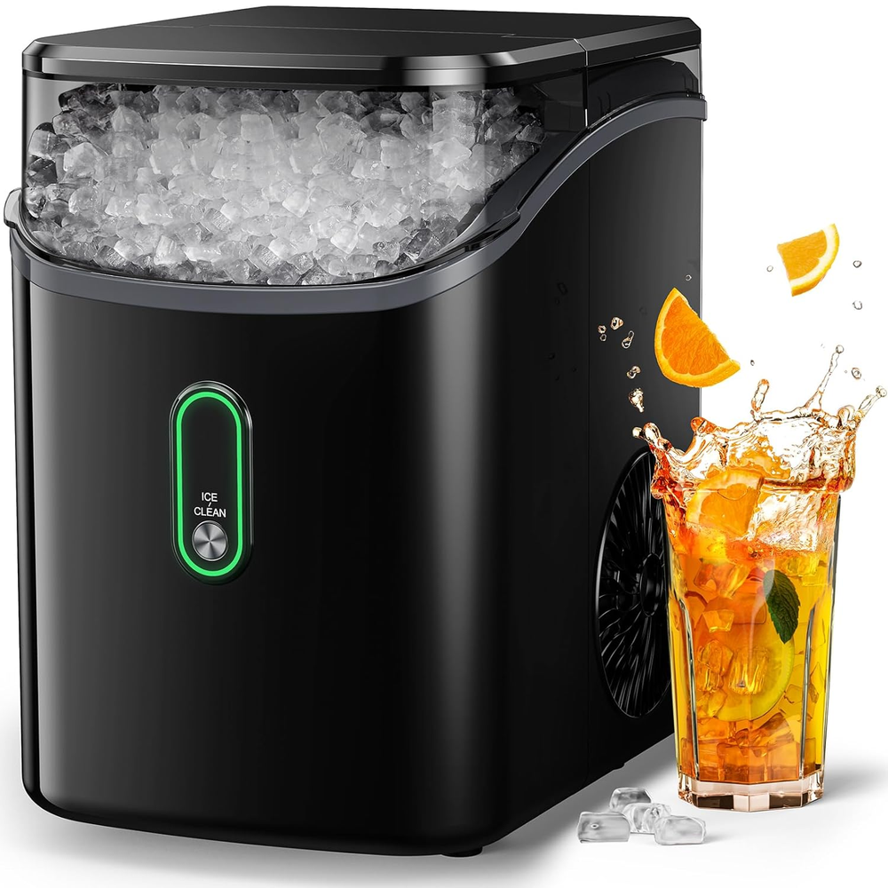 Nugget Ice Maker Countertop, Pebble Ice Maker with Soft Chewable Ice, One-Click