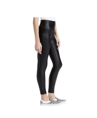 NEW Yummie Faux Leather Leggings Stretch Shine Shaping High Waist Black  Small