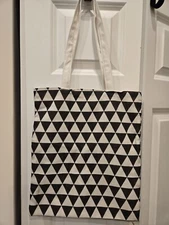 2 Pack Triangle Print Cotton Reusable Foldable Canvas Tote Shopping Bags 13x15"
