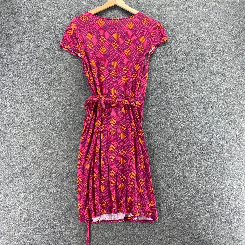 Vestido Antiguo Azul Marino Para Mujer M Mediano Púrpura Funda Geométrica Midi Cuello en V Cinturón Rayón Foto 2 de 4