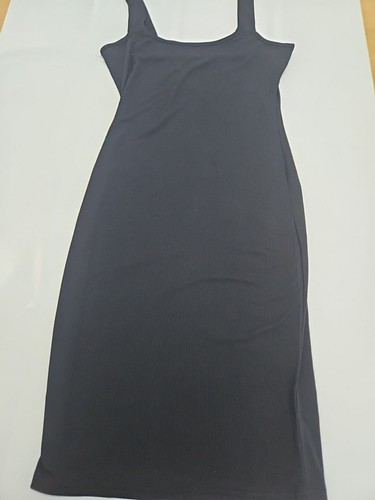 NEW Black Bodycon Midi Dress Sleeveless Flattering Fit Ribbed Size L 12 - Picture 7 of 8