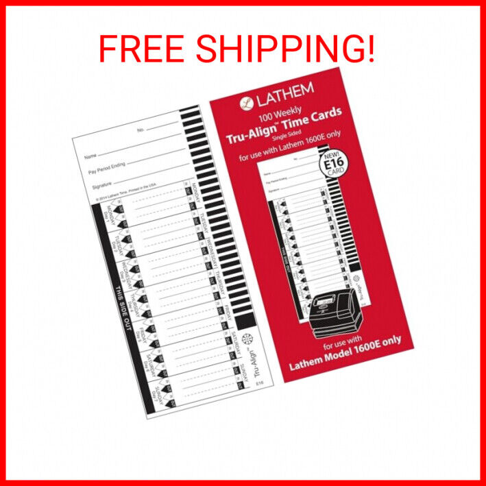 Lathem E16 Tru-Align Time Cards, Sold as 1 Package, 100 Each per Package Lathem E16 Tru-Align Time Cards, Sold as 1 Package, 100 Each per Package