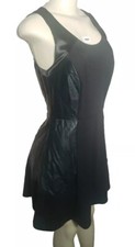 The Limited Faux Leather Dress Sleeveless Black A Line Jersey Knee Length XSmall