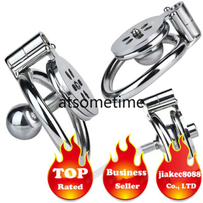 Sissy Flat Chastity Cage Removable Solid Ball Stainless Steel Cage Device