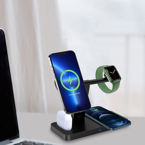 Wireless Charger Dock Charging Station 4in1 For Apple Watch Air Pod iPhone 14 13 - Photo 17 sur 26