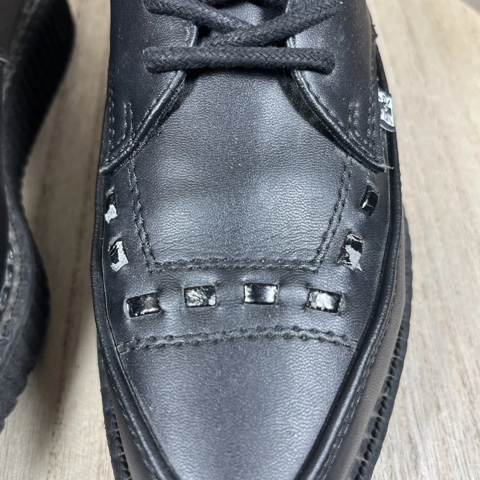 TUK Plataforma Creepers Punta Punta Cuero Negro Gótico Mujer Talla US 5 Foto 4 de 4