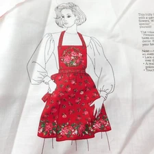Christmas Apron Cut & Sew VIP Fabric Kit Red Holly Craft Pre-Cut Vintage Floral