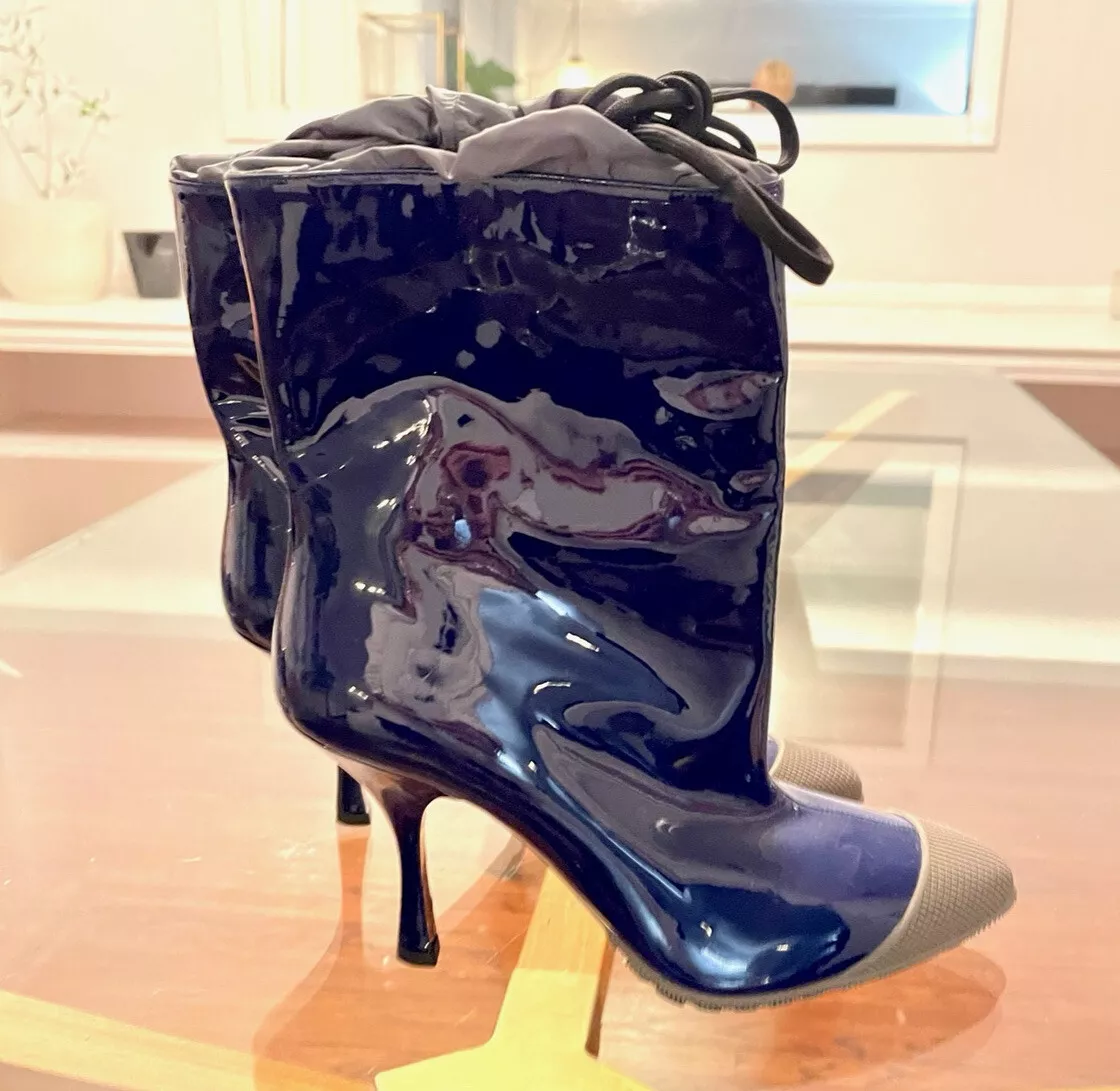 Navy patent leather clearance boots