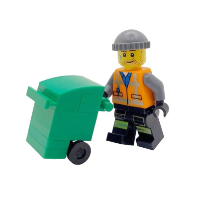 Original LEGO  Bin Man Geschenk Minifigur & Wheelie Bin Müll Sammler Vatertag