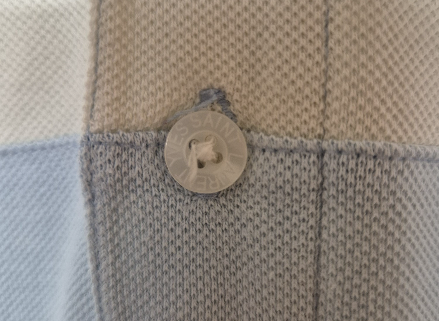 Polo Yves Saint Laurent bianca blu a righe misto cotone taglia large