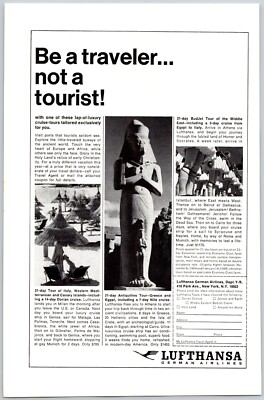 1964 Lufthansa German Airlines Be Traveler Not A Tourist Print Ad
