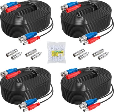 ANNKE 4 Pack 30M/100ft All-in-One Video Power Cables, BNC Extension Surveillance