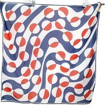 Vintage Square Scarf Red White Blue Patriotic 26 X 26 Made in Japan Rolled Edge