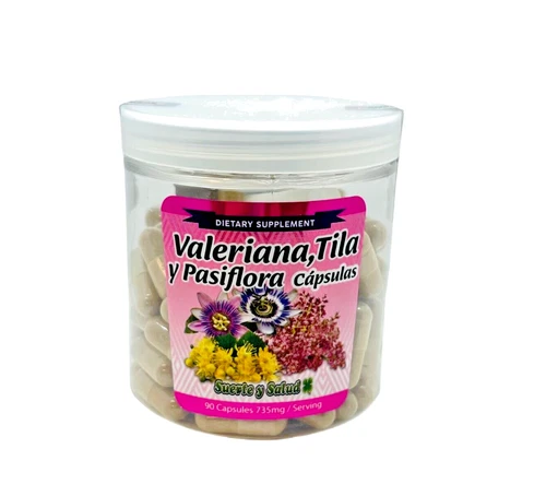 Valeriana(Valerian), Tila(Linden) Y Pasiflora(Passionflower) 90 Capsules 735mg