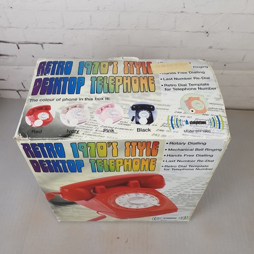 Telefono fisso da scrivania retro Steepletone ROSSO riproduzione quadrante rotante modello STP1960 - Foto 21 di 22