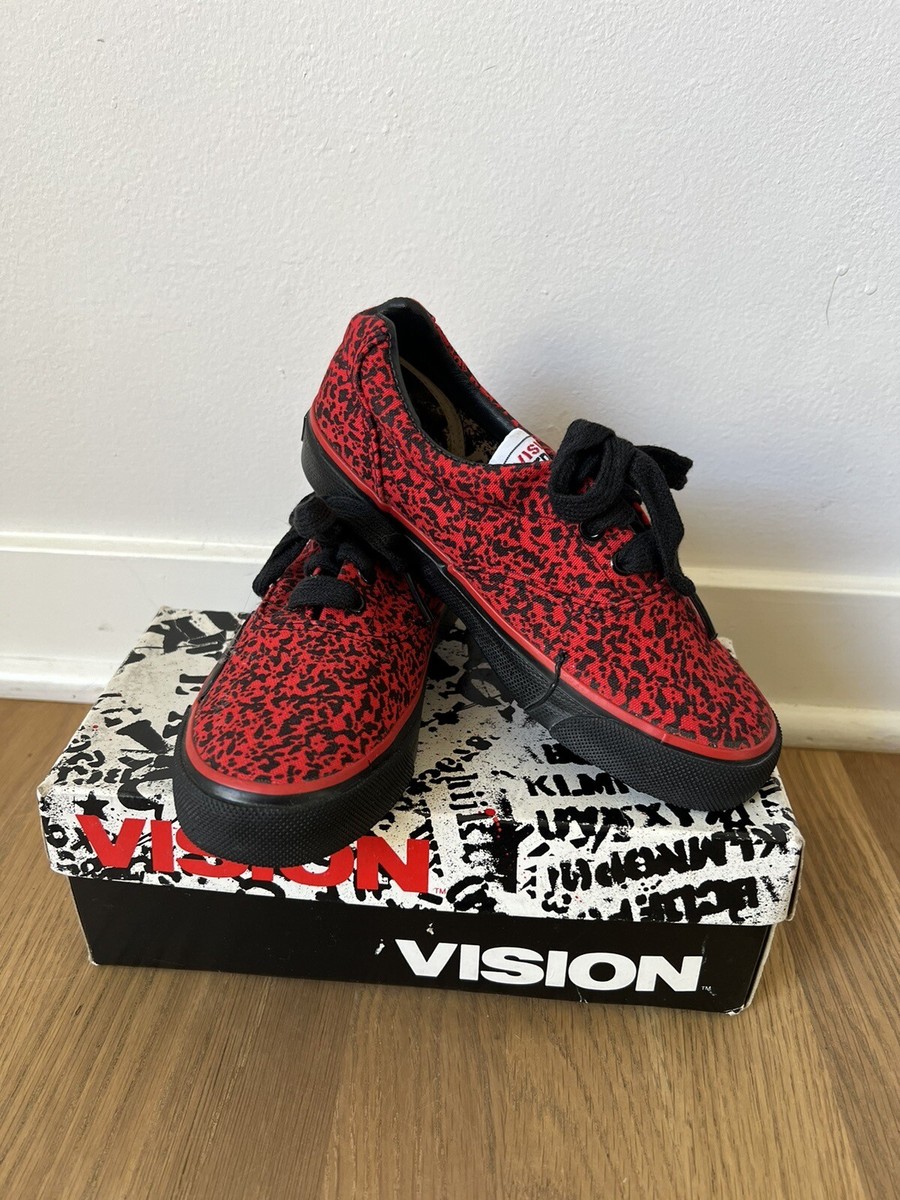 Vision Street Wear Vintage NOS Shoes RED Stipple Print In Original